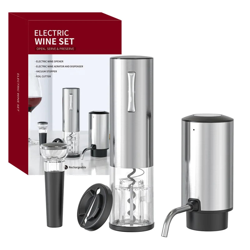Electric wine set with packaging on a white background