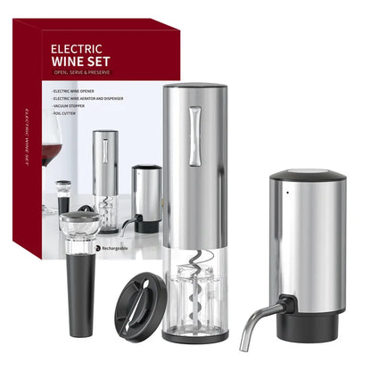 Electric wine set with packaging on a white background