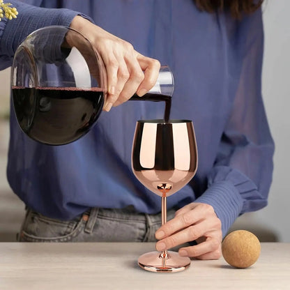 Luxury 304 Stainless Steel Wine Glass – 500ml Stemmed Goblet for Red Wine & Champagne