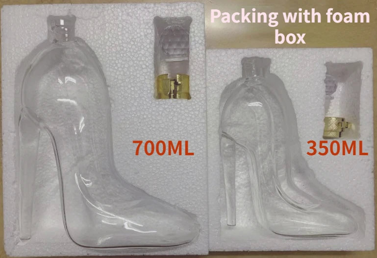 Creative High-heeled Shoe Design, Red Wine Decanter, Glass Empty Bottle with Sealed Lid, Thickened Whiskey Decanter