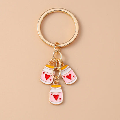 Cute Enamel Red Wine Keychain Simulation Drink Key Ring Pendant for Car Key Holder Women Girls Handbag Decor DIY Jewelry Gift