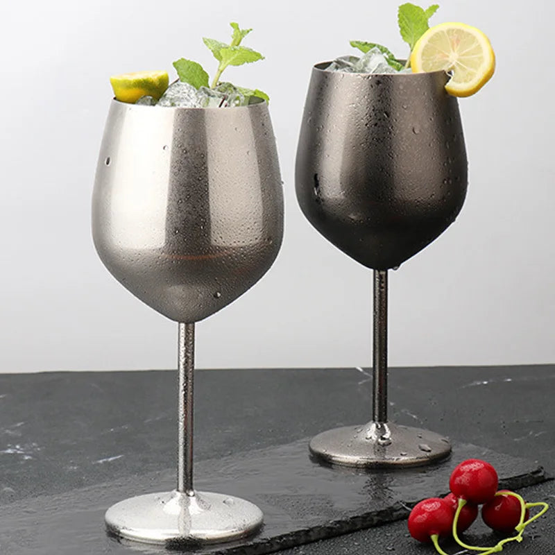 Luxury 304 Stainless Steel Wine Glass – 500ml Stemmed Goblet for Red Wine & Champagne