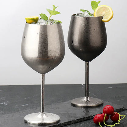 Luxury 304 Stainless Steel Wine Glass – 500ml Stemmed Goblet for Red Wine & Champagne