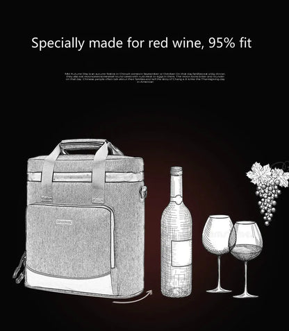 Wine Cooling Bag — Leakproof Vintage Leather Picnic & Thermal Cooler