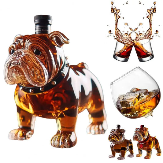 Large Capacity Whiskey Bottle for Parties 300 Ml Whiskey Decanter Bulldog Shape Whiskey Bottle Decanter for Home Bar Accessory