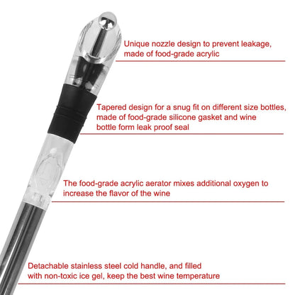 Rapid Iceless Wine Chilling Rod Stainless Steel Cooler, Ice Chill Bar, Wine Cooler Set, Wine Bottle Cooler, Stick Aerator Pourer