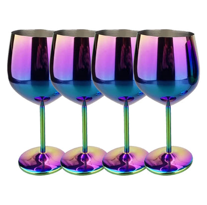 Luxury 304 Stainless Steel Wine Glass – 500ml Stemmed Goblet for Red Wine & Champagne