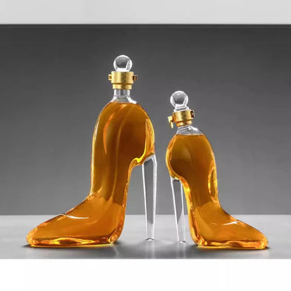 Creative High-heeled Shoe Design, Red Wine Decanter, Glass Empty Bottle with Sealed Lid, Thickened Whiskey Decanter