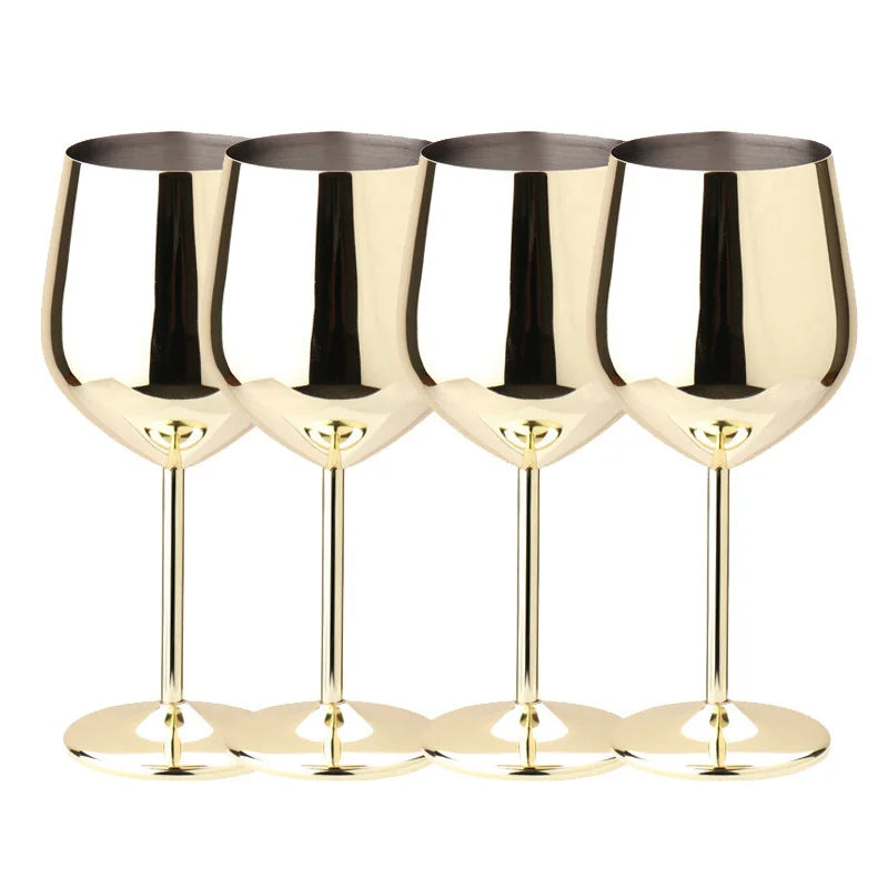 Luxury 304 Stainless Steel Wine Glass – 500ml Stemmed Goblet for Red Wine & Champagne