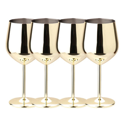 Luxury 304 Stainless Steel Wine Glass – 500ml Stemmed Goblet for Red Wine & Champagne