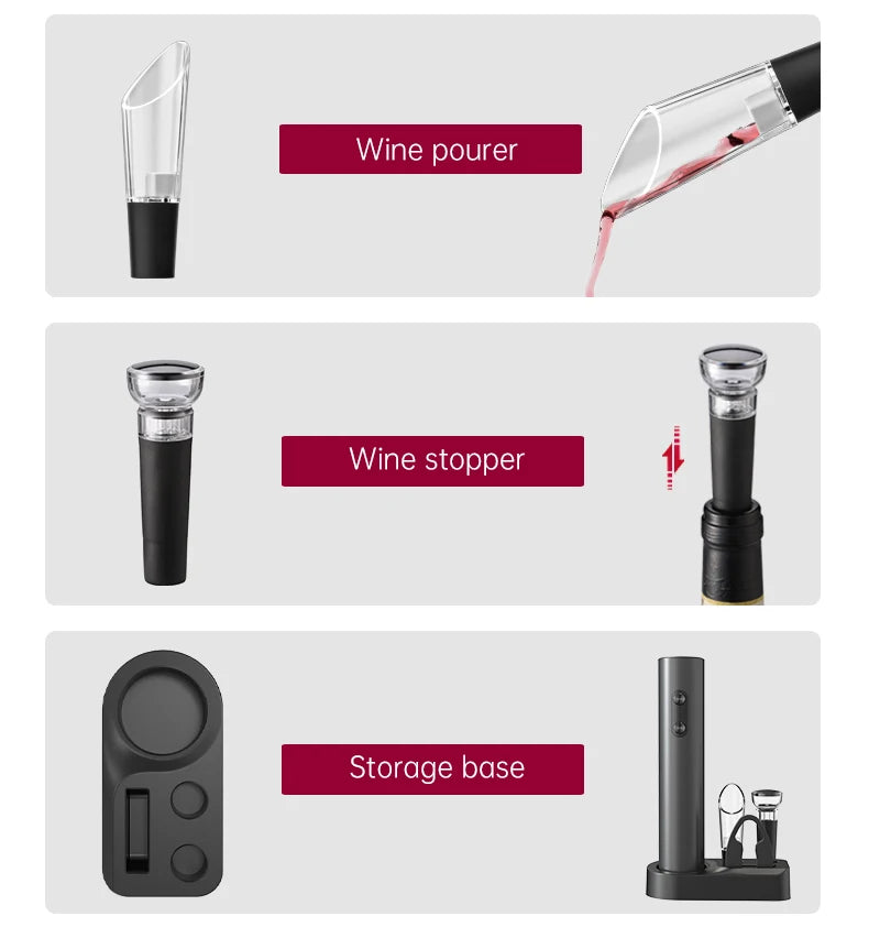 Electric Wine Bottle Opener Set Automatic Corkscrew Kit With Aerator,Foil Cutter Battery Operated Corkscrew for Wine Lovers Gift