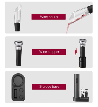 Electric Wine Bottle Opener Set Automatic Corkscrew Kit With Aerator,Foil Cutter Battery Operated Corkscrew for Wine Lovers Gift