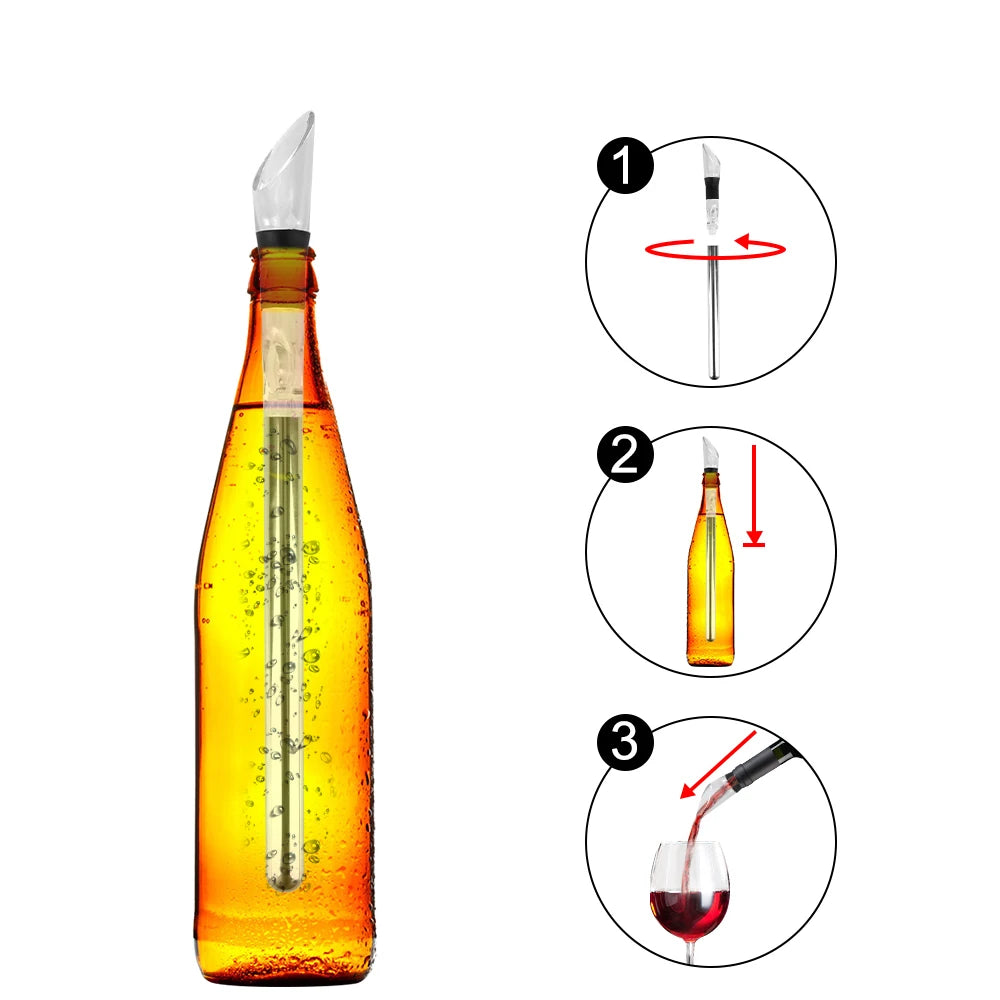 Rapid Iceless Wine Chilling Rod Stainless Steel Cooler, Ice Chill Bar, Wine Cooler Set, Wine Bottle Cooler, Stick Aerator Pourer