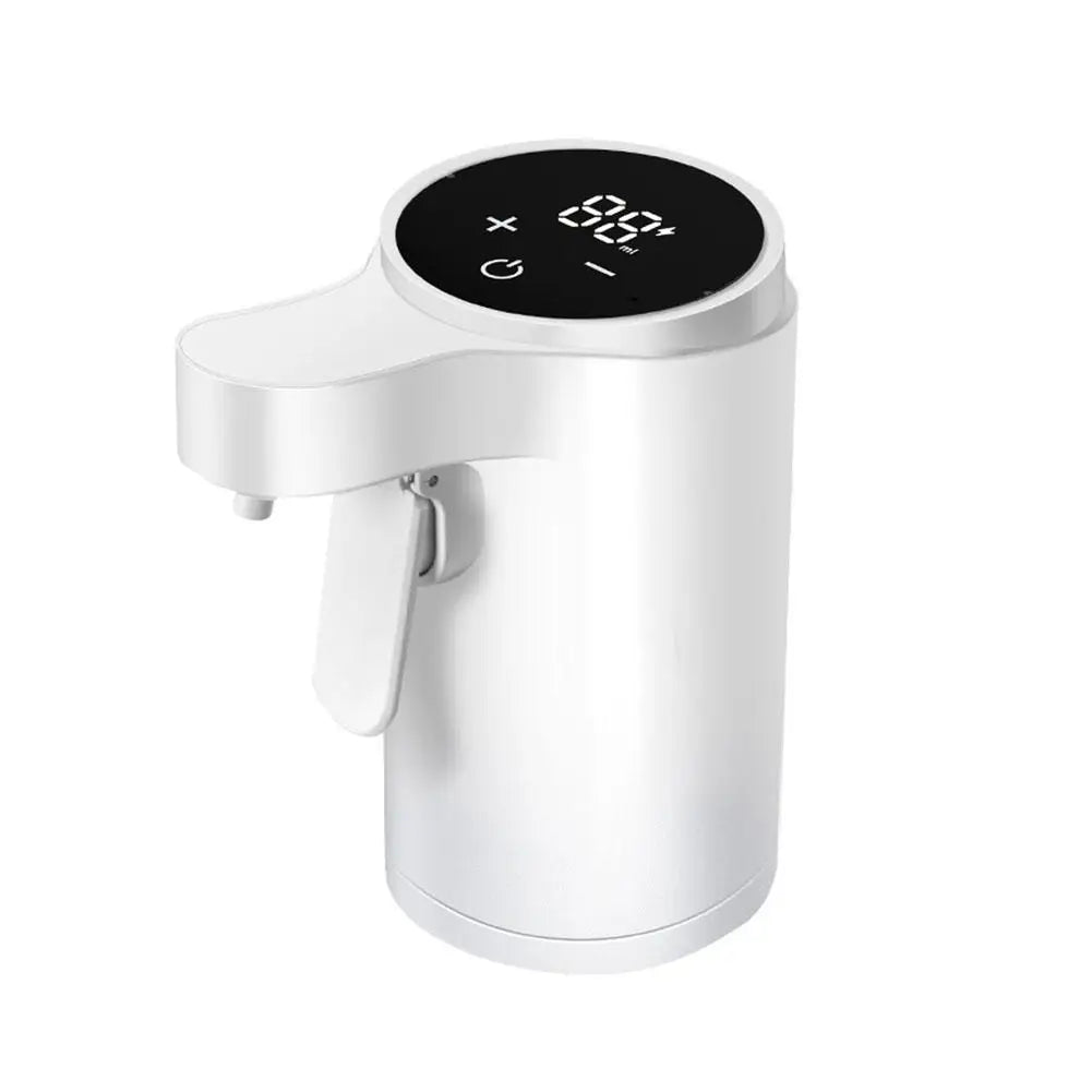 White induction wine dispenser with digital display on a white background