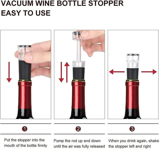 Vacuum Wine Bottle Stopper, Reusable Wine Bottle Stoppers, Built-in Vacuum Pump, Leakproof Wine Bottle Sealer, Silicone Caps