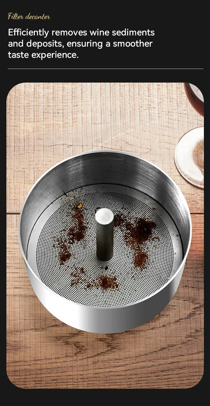 Stainless steel magic decanter, double old wine filter, dispenser aerator funnel with Sediment Strainer