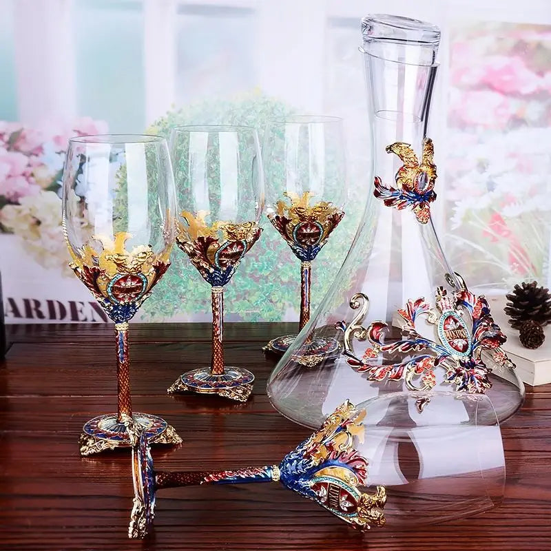 European crystal red wine glasses set luxury home goblet wine decanter glass New Year gifts.