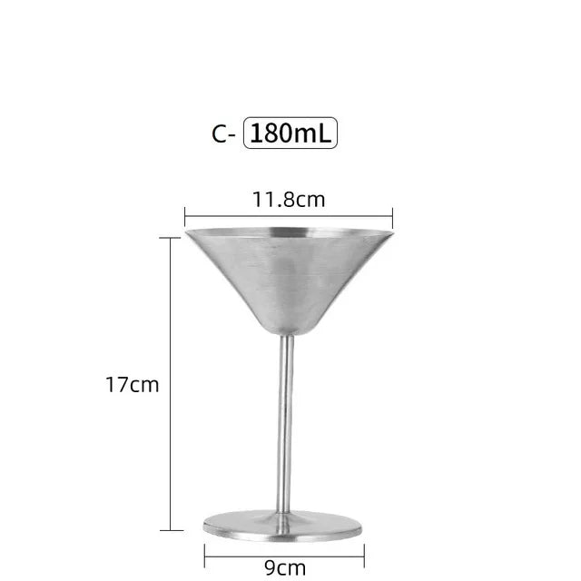 304 Stainless Steel Cocktail Glass,  Red Wine Cup, Flute Champagne Cup, Metal Cup,  Bar Martini Cup
