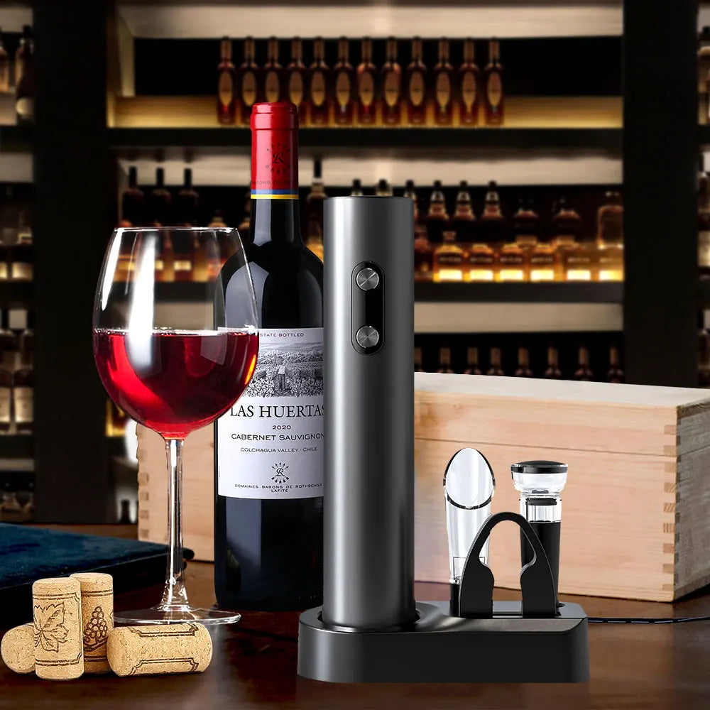 Electric Wine Bottle Opener Set Automatic Corkscrew Kit With Aerator,Foil Cutter Battery Operated Corkscrew for Wine Lovers Gift
