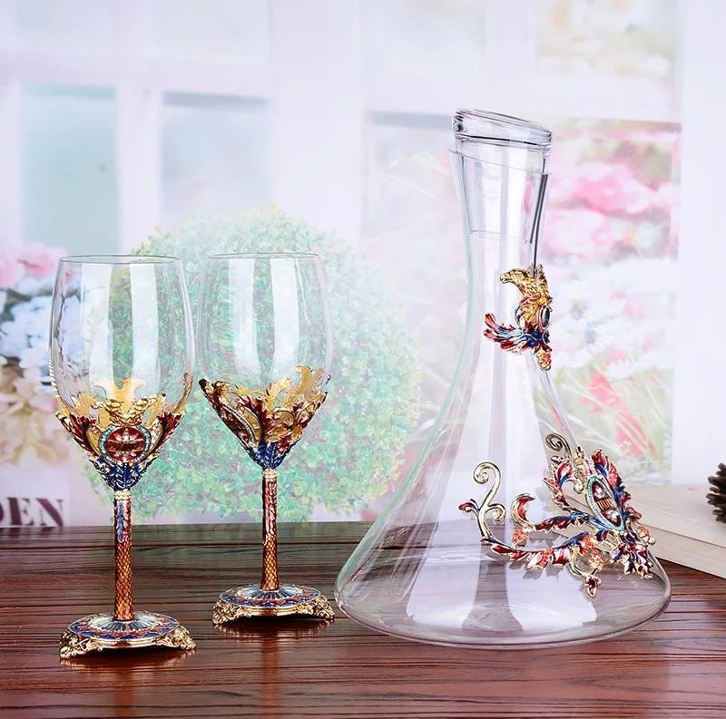 European crystal red wine glasses set luxury home goblet wine decanter glass New Year gifts.