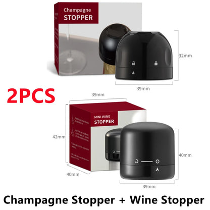 New 2PCS Vacuum Red Wine Bottle Cap Stopper, Silicone Sealed Champagne Bottle Stopper, Vacuum Retain Freshness Wine Plug, Bar Tools