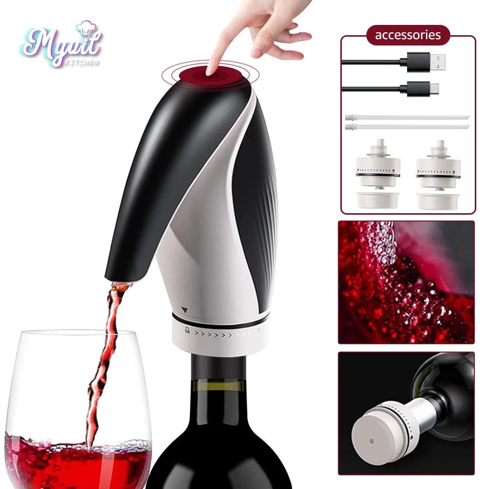 Electric Wine Dispenser with Wine Stopper Preserver, Wine Oxygenator Aerator Dispensers, One Touch Wine Pourers, Wine Aeration