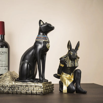 Egypt Anubis Wine Rack, Bastet God Cat Wine Bottle Rack, Resin Arts And Crafts, Bar Ornament Decoration