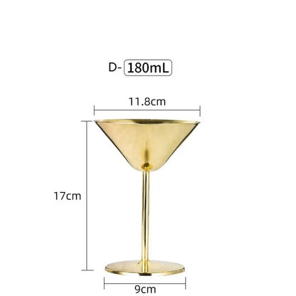 304 Stainless Steel Cocktail Glass,  Red Wine Cup, Flute Champagne Cup, Metal Cup,  Bar Martini Cup