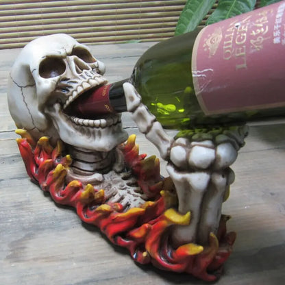 Motorcycle Skeleton Model Wine Rack Decorative Resin Head Skull Wine Bottle Holder Party Barware Pub Ornament Halloween Craft