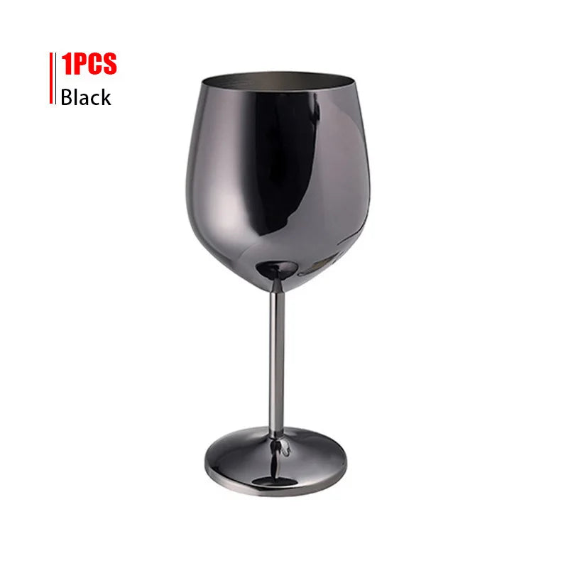 Luxury 304 Stainless Steel Wine Glass – 500ml Stemmed Goblet for Red Wine & Champagne