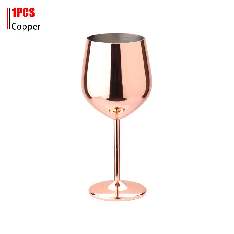 Luxury 304 Stainless Steel Wine Glass – 500ml Stemmed Goblet for Red Wine & Champagne