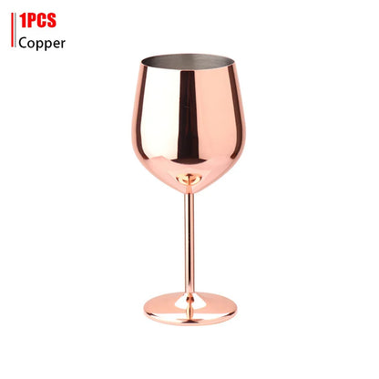 Luxury 304 Stainless Steel Wine Glass – 500ml Stemmed Goblet for Red Wine & Champagne