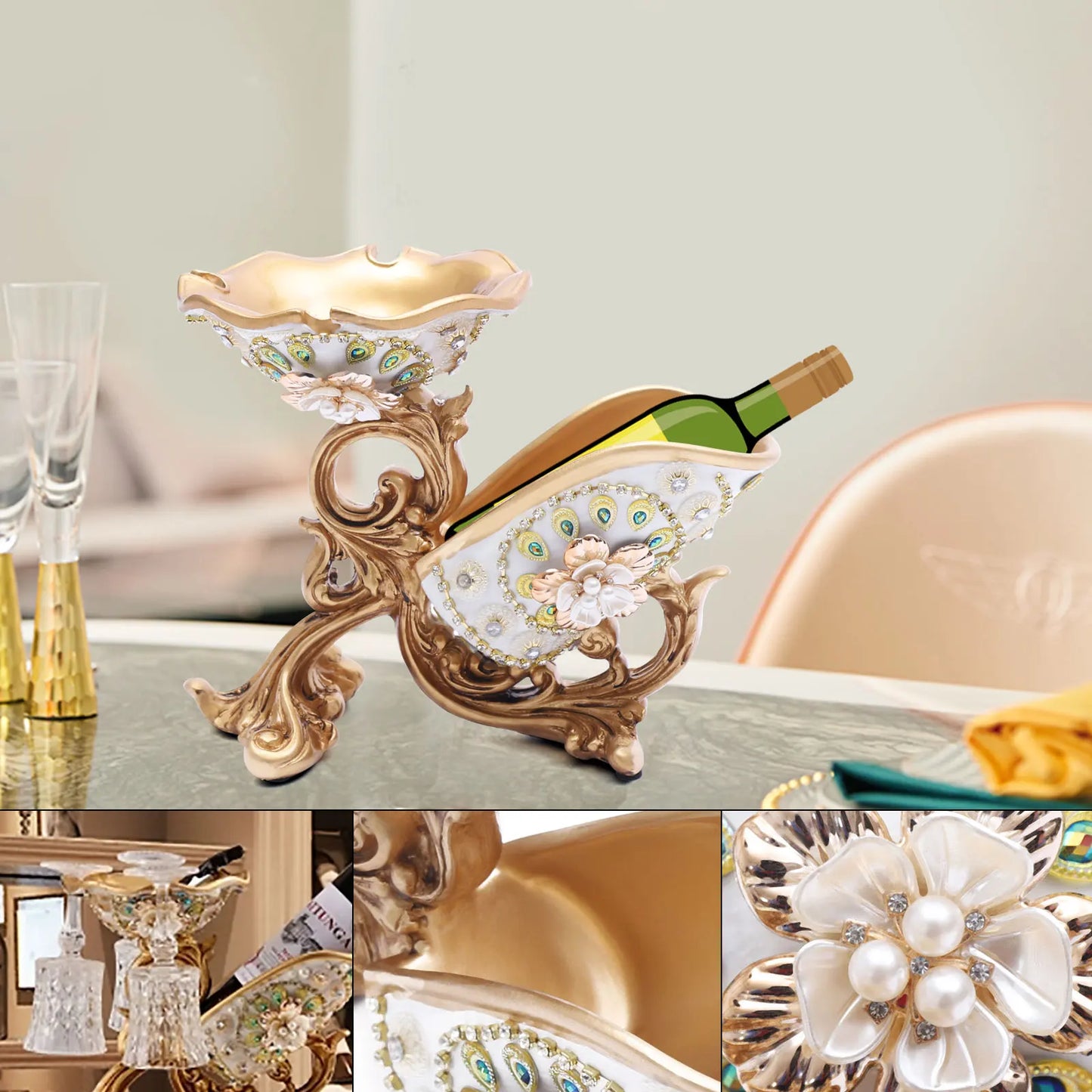 Decorative Wine Bottle & Glass Rack