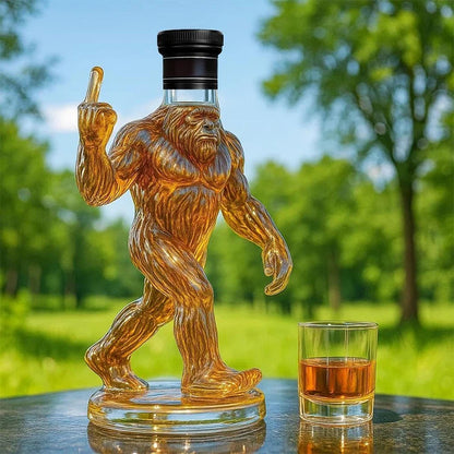 Bigfoot Whiskey Decanter – Funny Sasquatch Engraved Glass Bottle for Rustic Bars & Cabin Decor