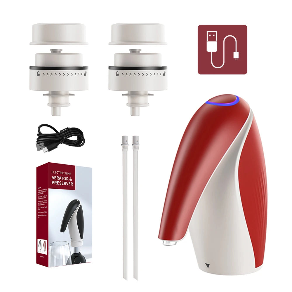 Electric Wine Dispenser with Wine Stopper Preserver, Wine Oxygenator Aerator Dispensers, One Touch Wine Pourers, Wine Aeration
