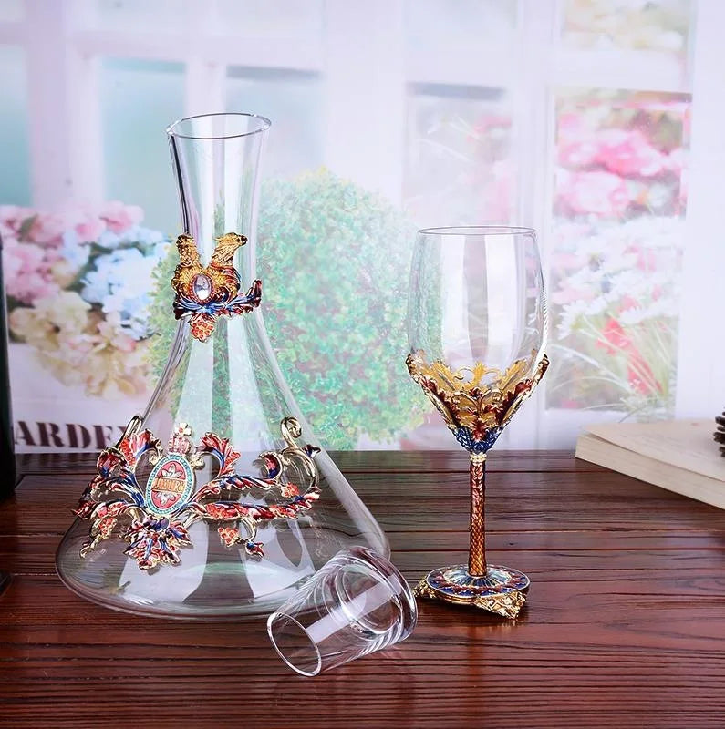 European crystal red wine glasses set luxury home goblet wine decanter glass New Year gifts.