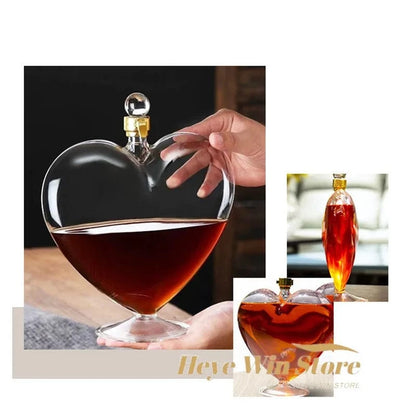 Fashion Wine Decanter Dispenser Heart-Shaped Wine Bottle Sealed Whiskey Vodka Sake Decanter Decoration Hip Flask Gift Jug