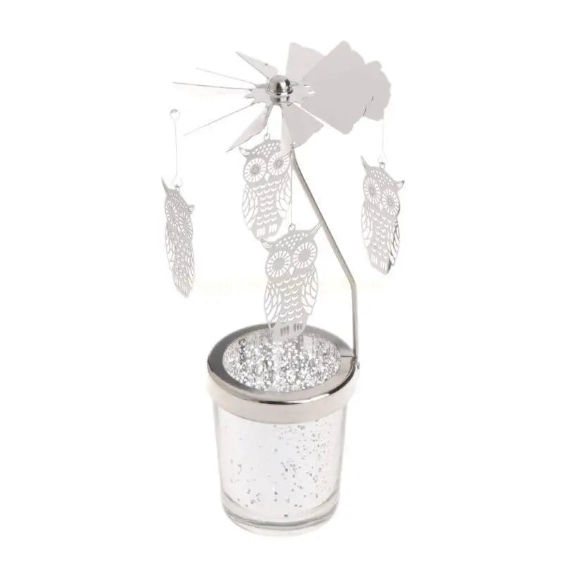 Rotary Holder Spinning Candleholder Metal Tea Light Stand for Romantic Wedding Home Table Decor Holiday Favor