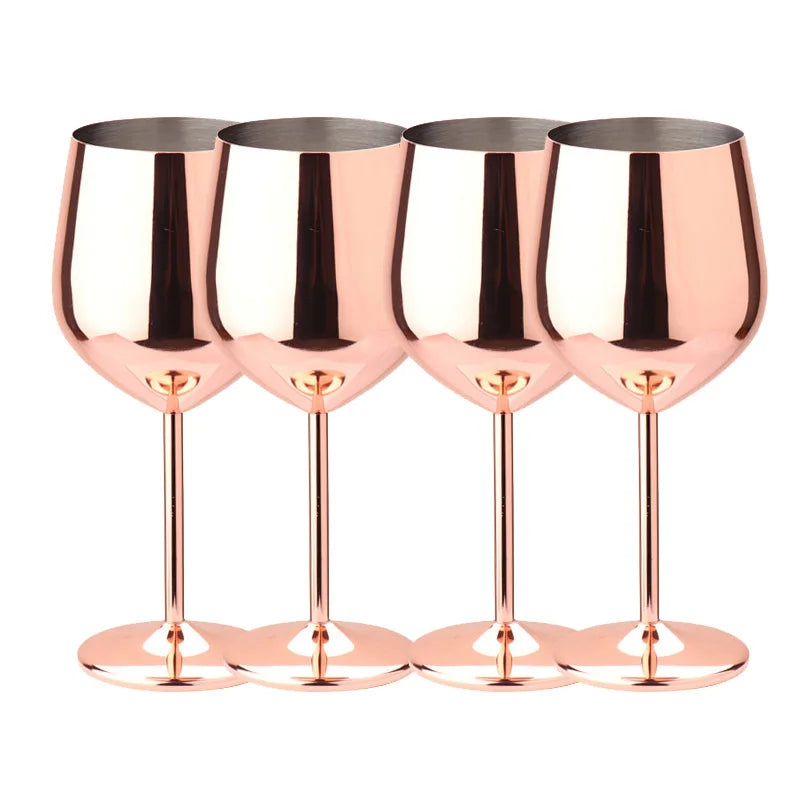 Luxury 304 Stainless Steel Wine Glass – 500ml Stemmed Goblet for Red Wine & Champagne