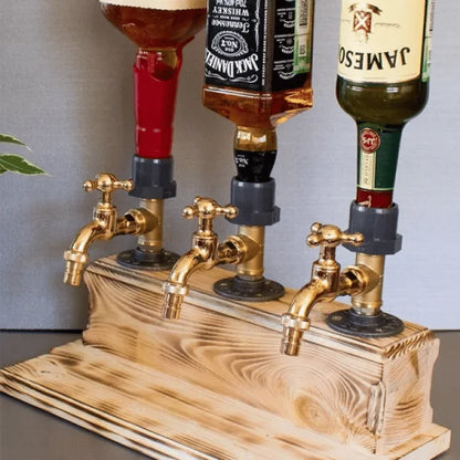 Liquor Alcohol Whiskey Wood Dispenser Whisky Bottle Rack and Pour Acohol Dispenser for Home Bar Unique Gift for All Wine Lovers