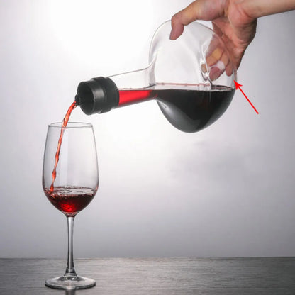 Classic Crystal Wine Decanter – 1000ml Wide-Base Aeration Carafe