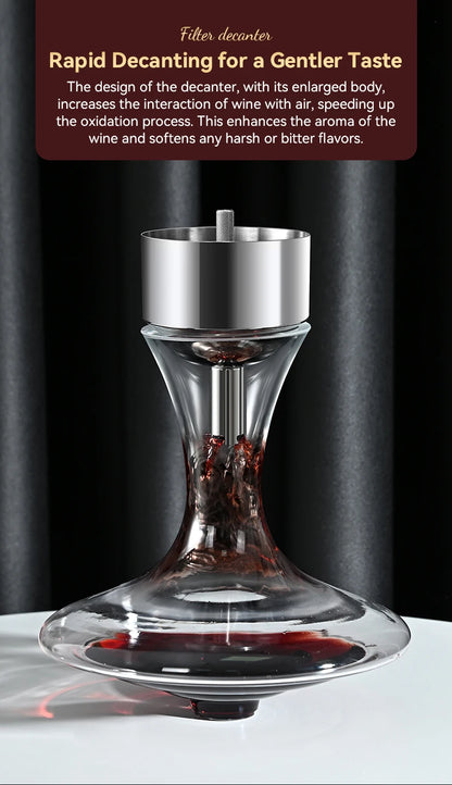 Stainless steel magic decanter, double old wine filter, dispenser aerator funnel with Sediment Strainer