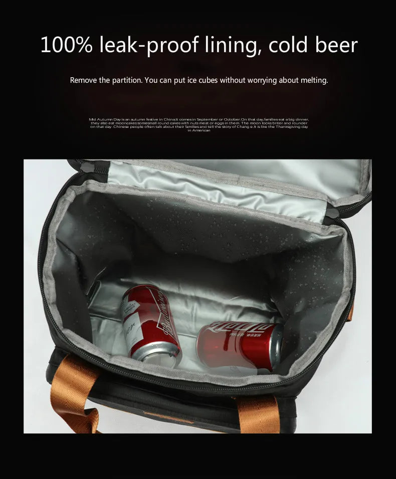 Wine Cooling Bag — Leakproof Vintage Leather Picnic & Thermal Cooler