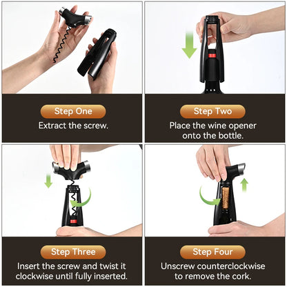 4-in-1 Wine Corkscrew & Stopper – Multi-Function Bottle Opener