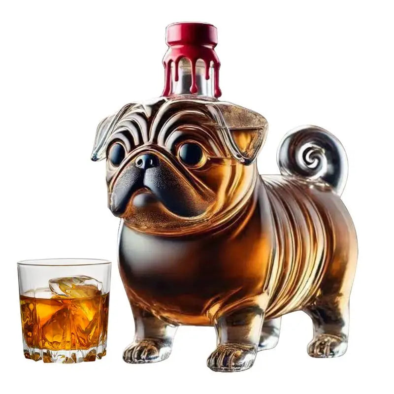 Creative Pug Red Wine Decanter Crystal Bottle Vodka Wine Bottle Wine Glass Dispenser Glass Bottle Thickened Whiskey Decanter