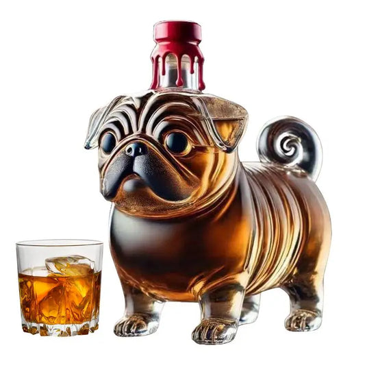 Creative Pug Red Wine Decanter Crystal Bottle Vodka Wine Bottle Wine Glass Dispenser Glass Bottle Thickened Whiskey Decanter