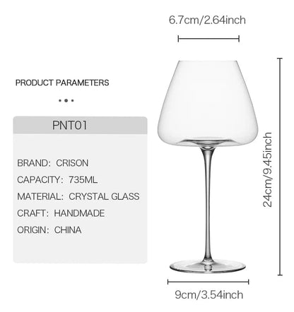 CRISON Handmade Crystal Red Wine Glass for Riesling Burgundy - Premium Quality Home Wine Glass