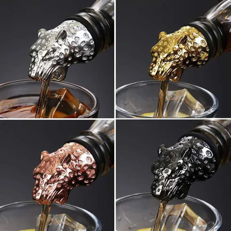 1PC Animal Head Wine Pourer Zinc Alloy Deer Elk Lion Leopard Wolf Eagle Dragon Wine Pour Spout Stopper Club Bar Accessories