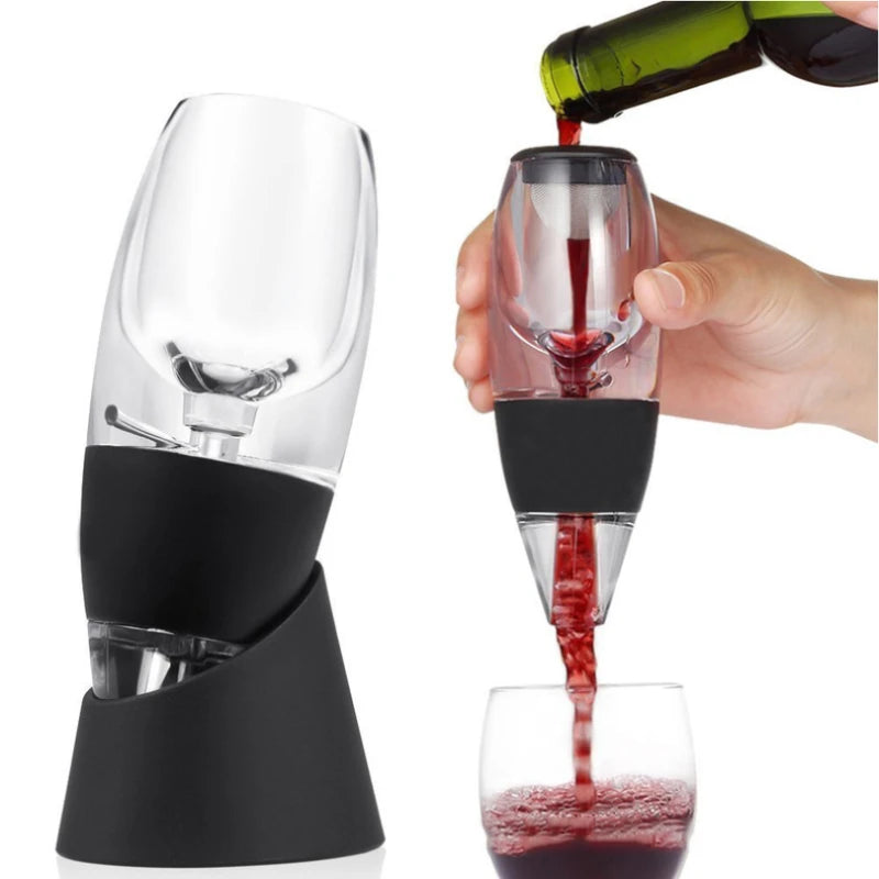 Professional Magic Red Wine Decanter Pourer with Filter Stand Quick Air Aerator Dispenser for Home Dining Bar Essential Set New