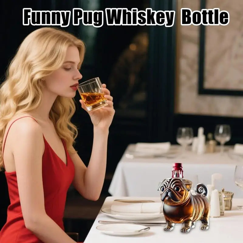 Creative Pug Red Wine Decanter Crystal Bottle Vodka Wine Bottle Wine Glass Dispenser Glass Bottle Thickened Whiskey Decanter